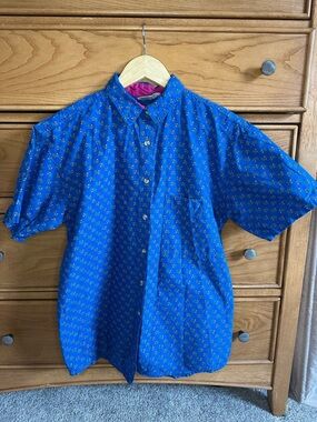 Vintage Sudden Impact  Womens Button Down Short Sleeve Shirt Size Medium Cotton